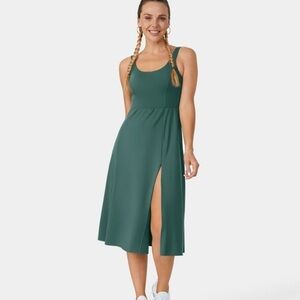 NWT Halara Padded Backless Twisted Split Midi Casual Dress XS